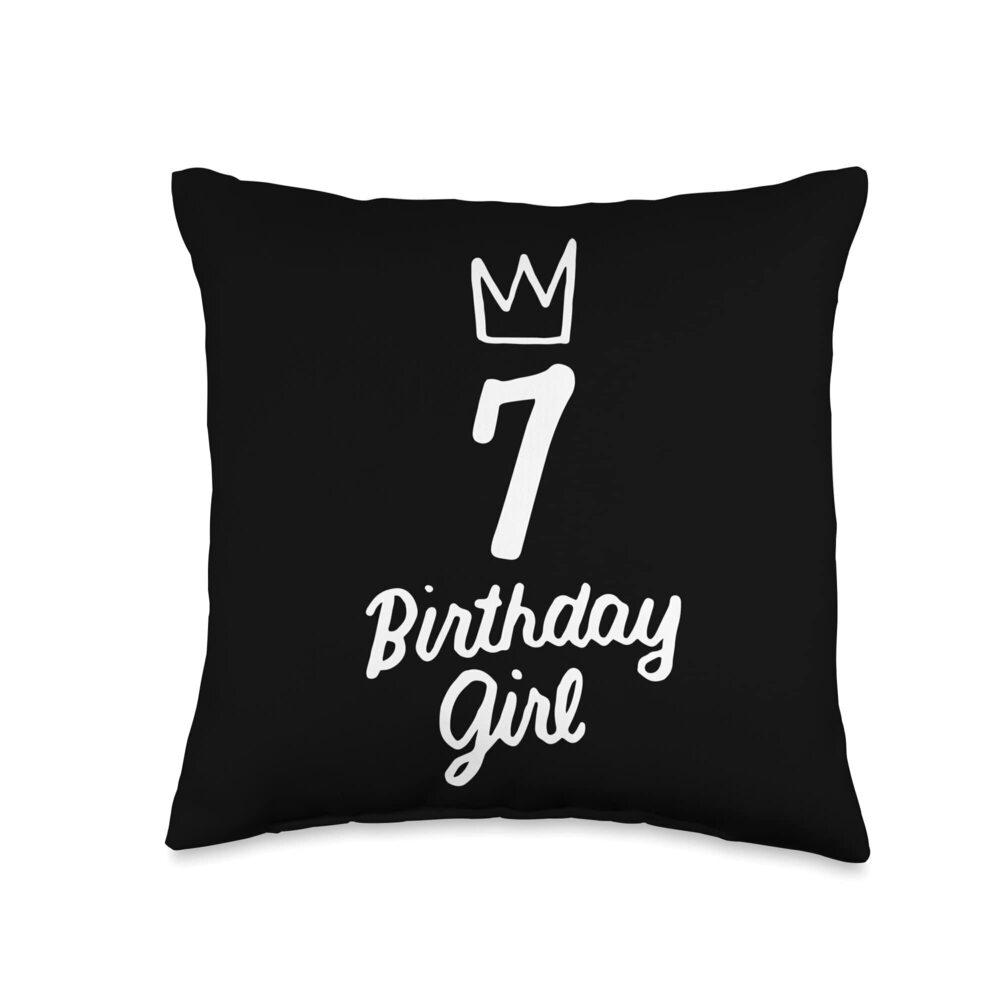 9600 Kids Birthday 7 Girl Cute Birthday 7th Birthday Party Throw Pillow